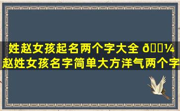 姓赵女孩起名两个字大全 🐼 （赵姓女孩名字简单大方洋气两个字）